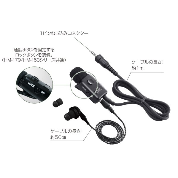 画像2: アイコム イヤホンマイクロフォン HM-179PI  (2)