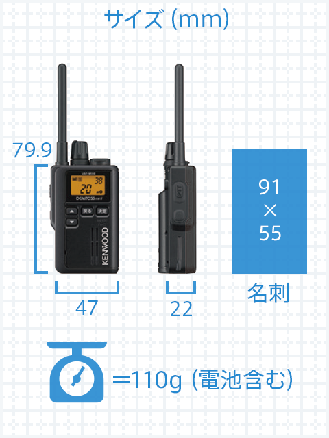 サイズ 79.9*47*22 重量=110g（電池含む）
